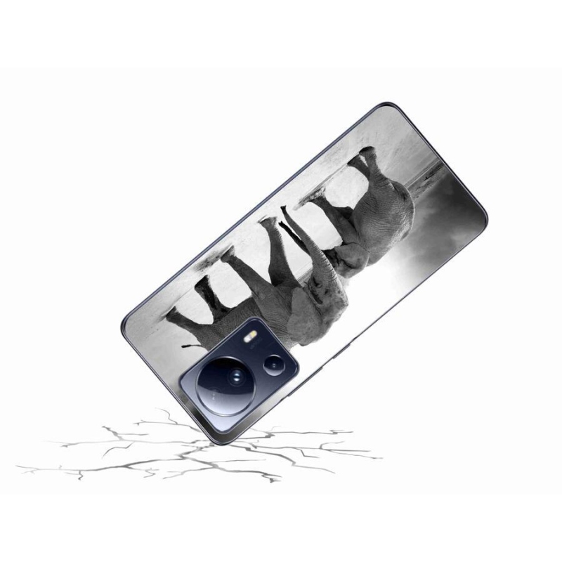 Gél borítás mmCase a Xiaomi 13 Lite-hoz - fekete és fehér elefántok