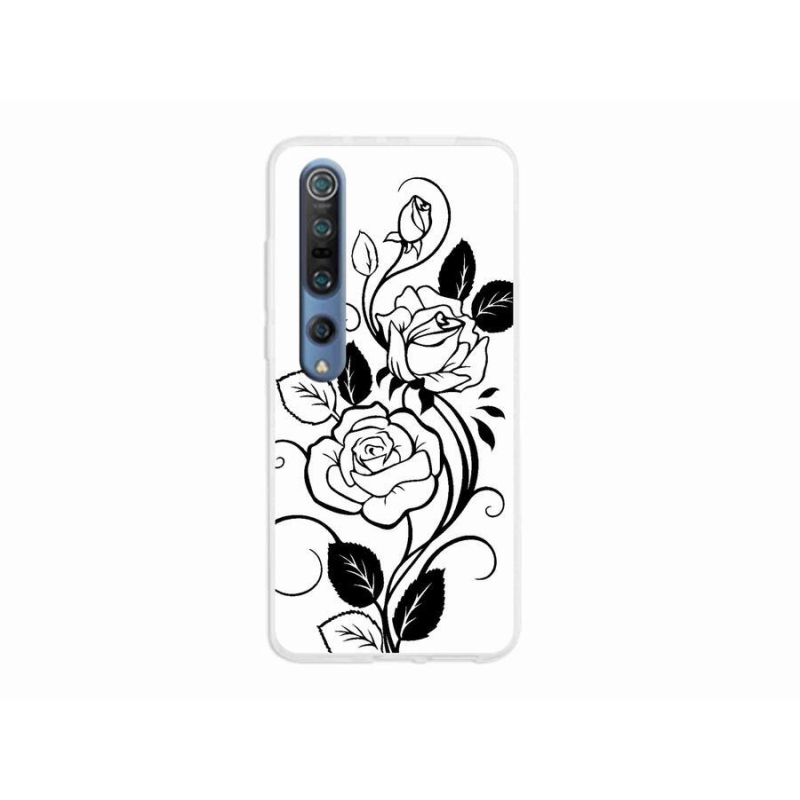 Gél borítás mmCase a Xiaomi Mi 10 készülékhez - fekete és fehér rózsa