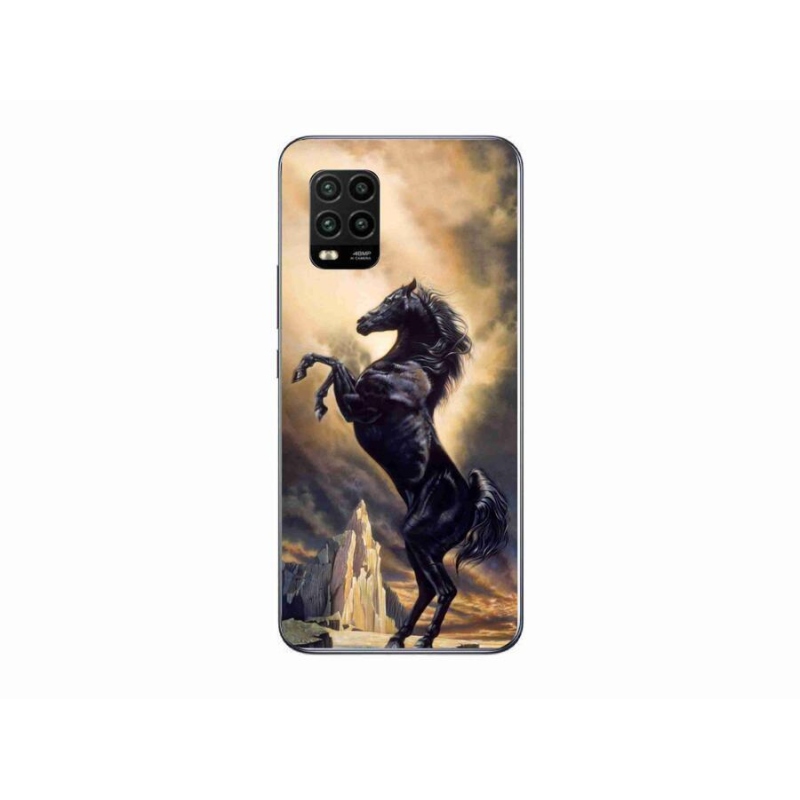 Gél borító mmCase a Xiaomi Mi 10 Lite készülékhez - fekete rajzfilm ló