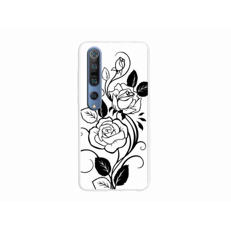 Gél borítás mmCase a Xiaomi Mi 10 Pro számára - fekete és fehér rózsa