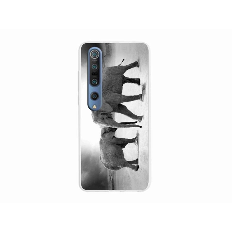 Gél borítás mmCase a Xiaomi Mi 10 Pro számára - fekete és fehér elefántok