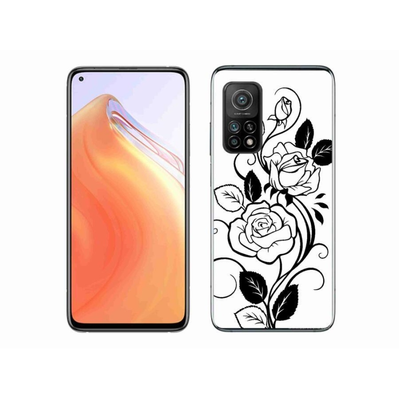 Gél borítás mmCase a Xiaomi Mi 10T 5G számára - fekete és fehér rózsa