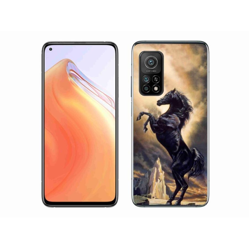 Gél borítás mmCase a Xiaomi Mi 10T 5G-hez - fekete rajzfilm ló