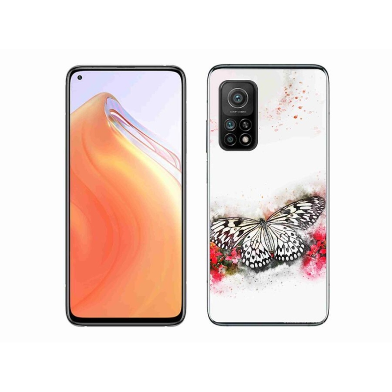 Gél borítás mmCase a Xiaomi Mi 10T Pro 5G számára - fekete és fehér pillangó