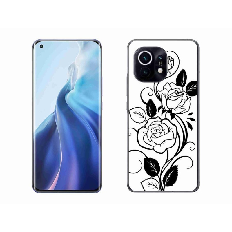 Gél borítás mmCase a Xiaomi Mi 11-hez - fekete és fehér rózsa