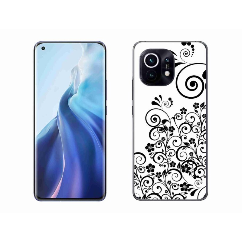 Gél borítás mmCase a Xiaomi Mi 11-hez - fekete és fehér virágminták