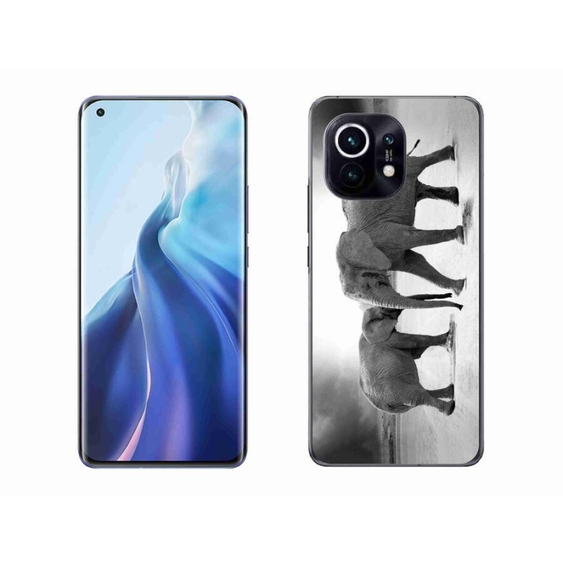 Gél borítás mmCase a Xiaomi Mi 11-hez - fekete és fehér elefántok