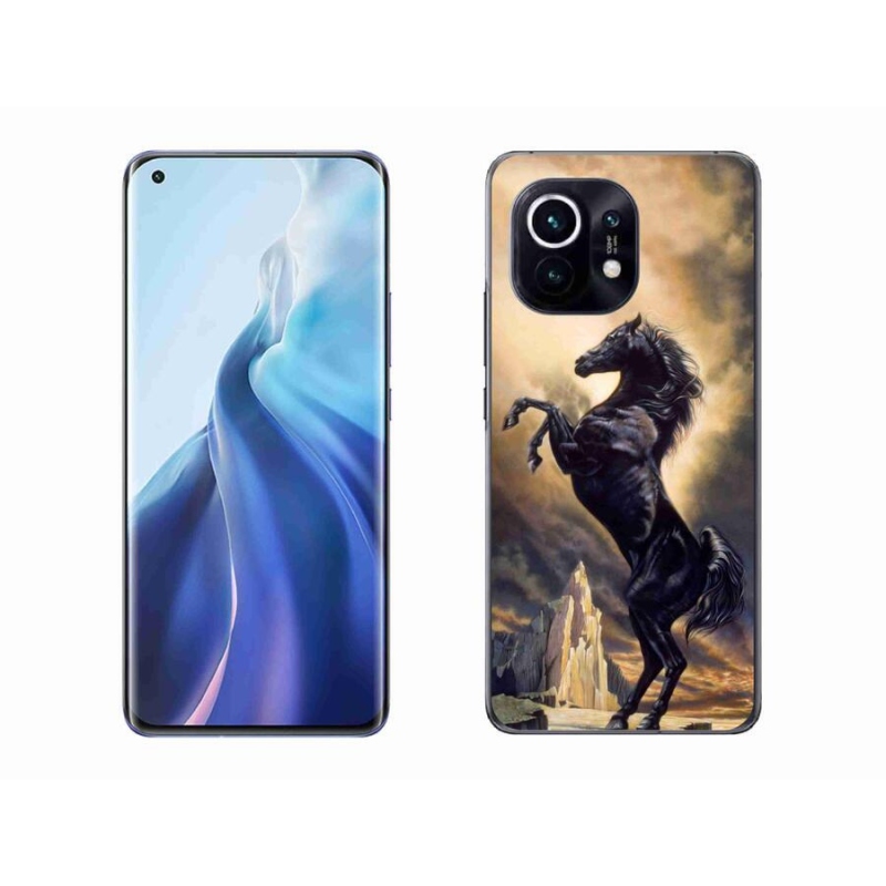 Gél borítás mmCase a Xiaomi Mi 11-hez - fekete rajzfilm ló