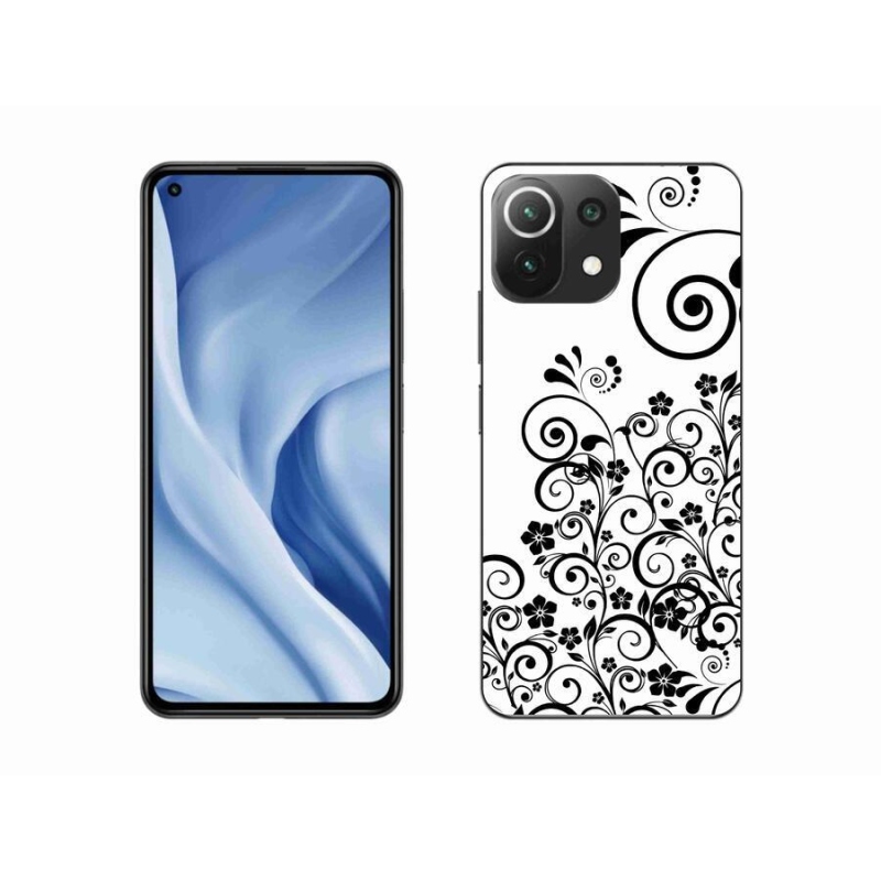 Gél borítás mmCase a Xiaomi Mi 11 Lite 4G/5G készülékhez - fekete és fehér virágmintás