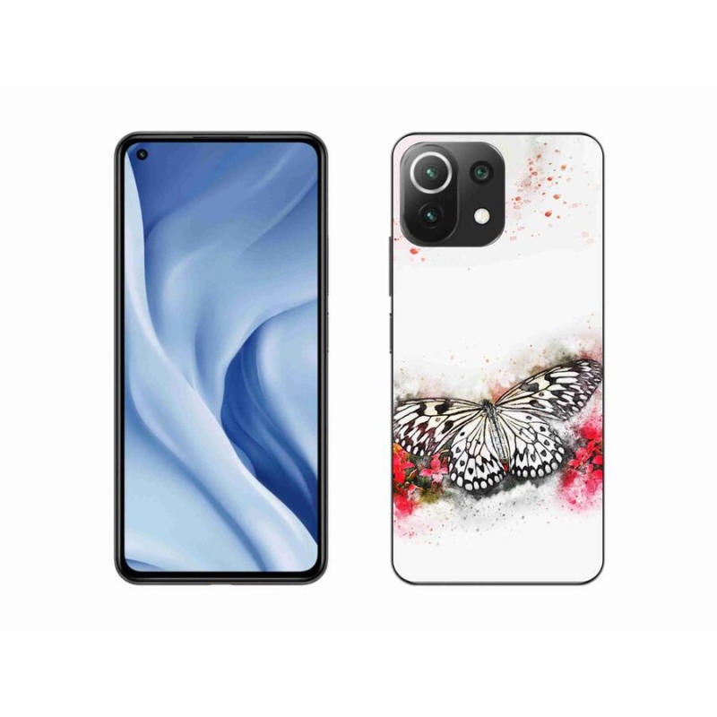 Gél borítás mmCase a Xiaomi Mi 11 Lite 4G/5G-hez - fekete és fehér pillangó