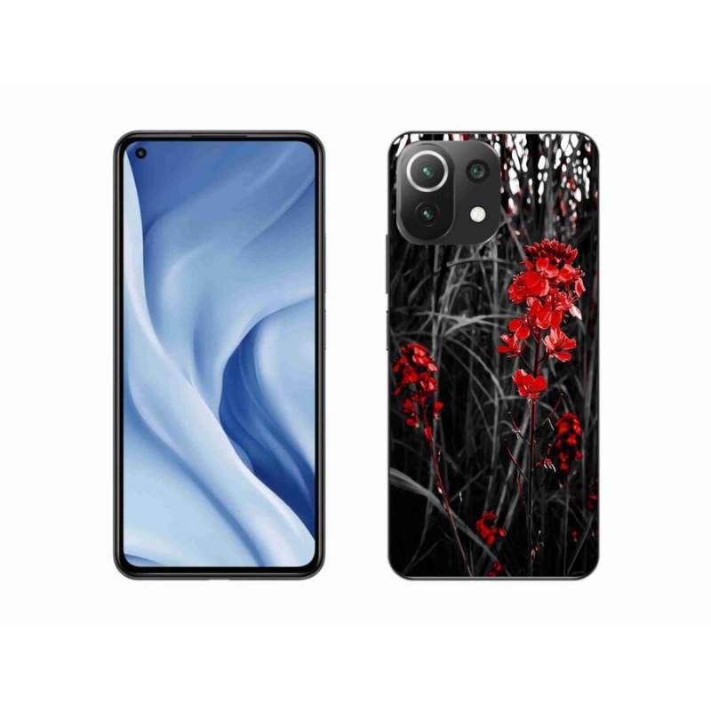 Gél borító mmCase a Xiaomi Mi 11 Lite 4G/5G-hez - piros növény