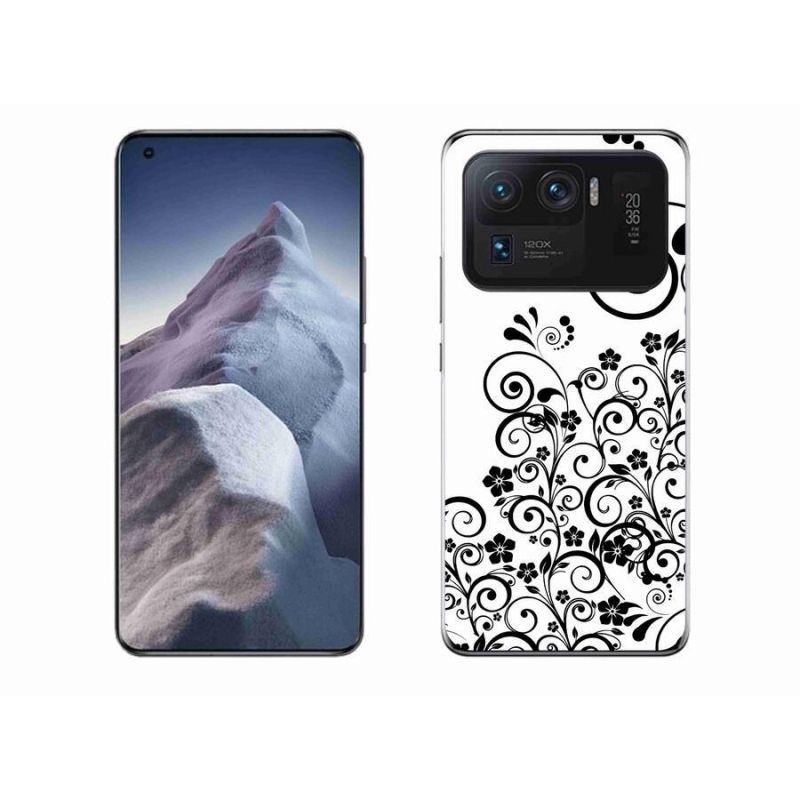 Gél borítás mmCase a Xiaomi Mi 11 Ultra készülékhez - fekete és fehér virágminták
