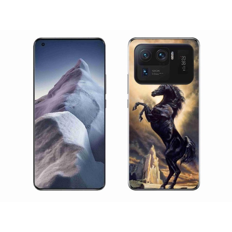 Gél borítás mmCase a Xiaomi Mi 11 Ultra számára - fekete rajzfilm ló