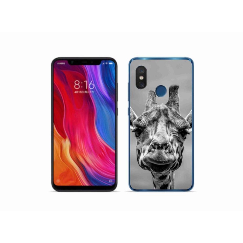 Zselés borítás mmCase a Xiaomi Mi 8-hoz - fekete-fehér zsiráf