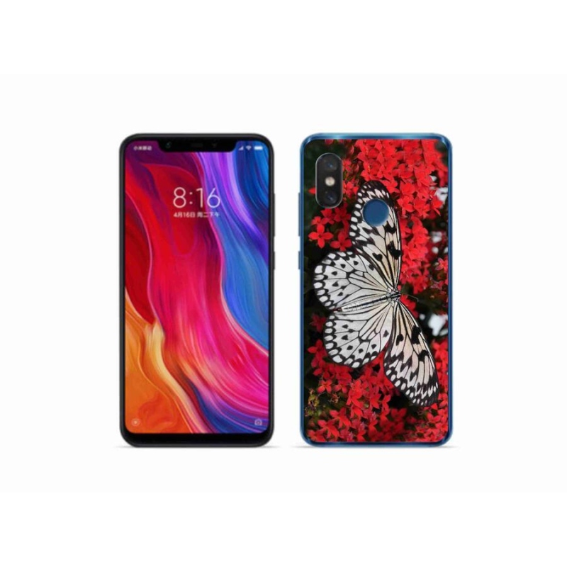 Gél borítás mmCase a Xiaomi Mi 8-hoz - fekete és fehér pillangó 1