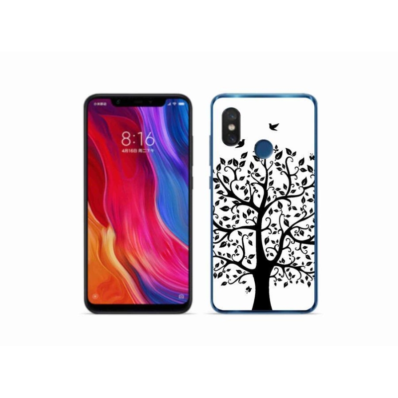 Gél borítás mmCase a Xiaomi Mi 8-hoz - fekete és fehér fa