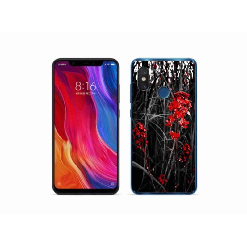 Gél borítás mmCase a Xiaomi Mi 8-hoz - piros növény