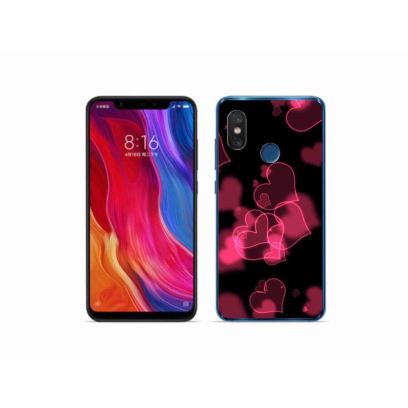Gél borítás mmCase a Xiaomi Mi 8-hoz - piros szívek