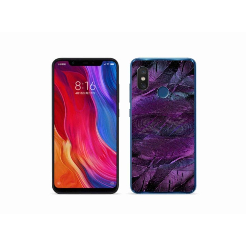 Gél borítás mmCase a Xiaomi Mi 8-hoz - lila tollak