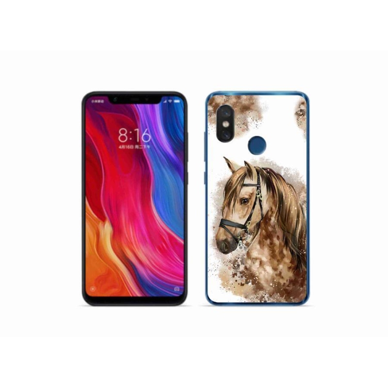 Gél borítás mmCase a Xiaomi Mi 8-hoz - barna rajzfilm ló