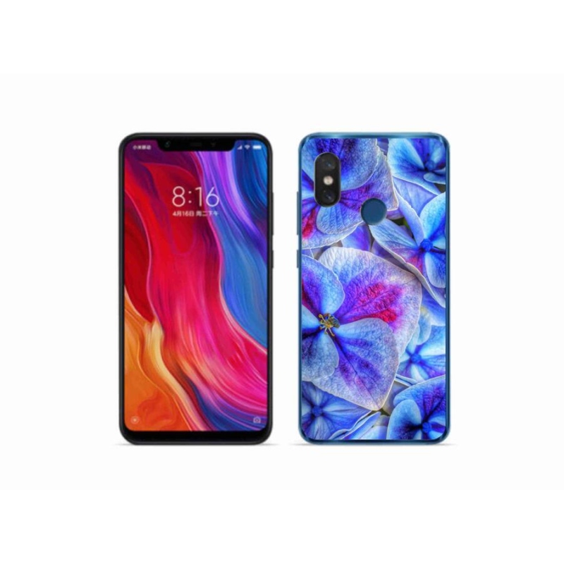 Gél borítás mmCase a Xiaomi Mi 8-hoz - kék virágok 1