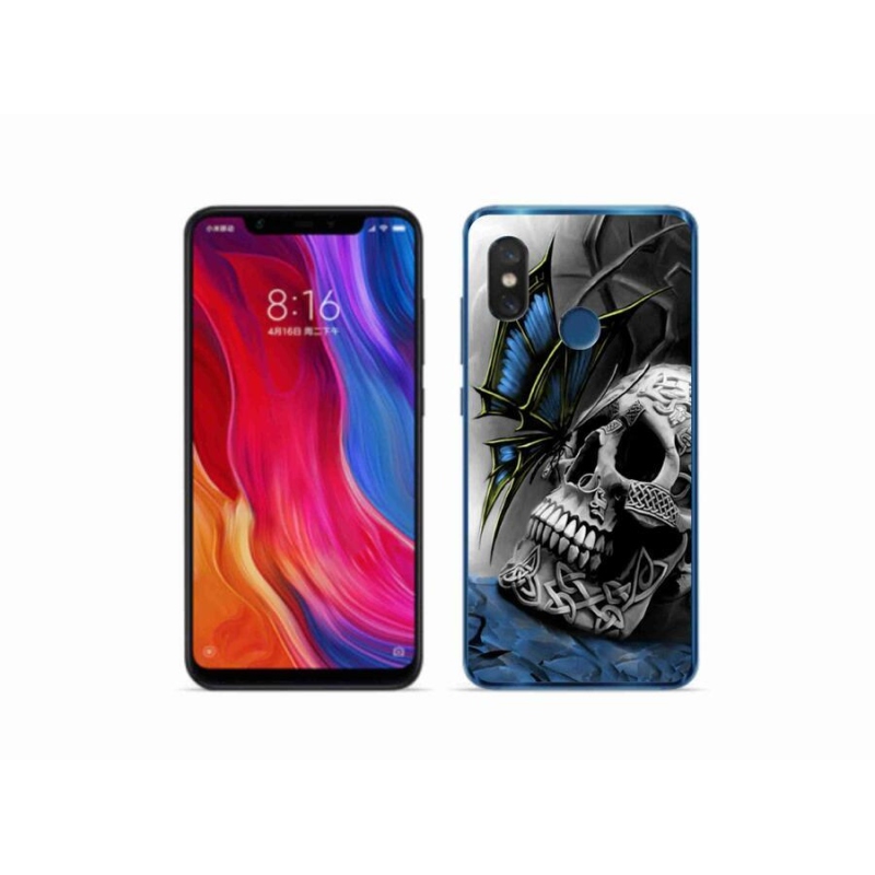 Gél borítás mmCase a Xiaomi Mi 8-hoz - pillangó és koponya