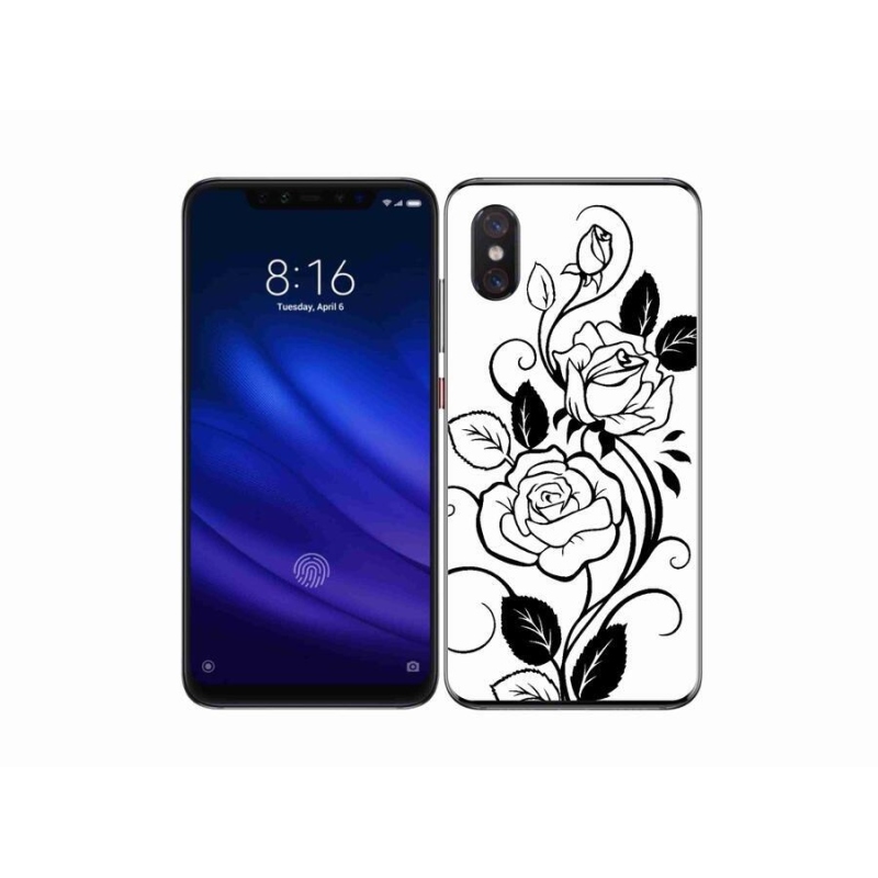 Gél borítás mmCase a Xiaomi Mi 8 Pro-hoz - fekete és fehér rózsa