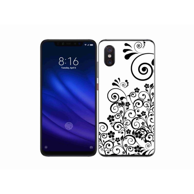 Zselés borítás mmCase a Xiaomi Mi 8 Pro készülékhez - fekete és fehér virágminták