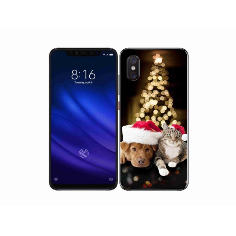 Gél borítás mmCase a Xiaomi Mi 8 Pro-hoz - Karácsonyi kutya és macska