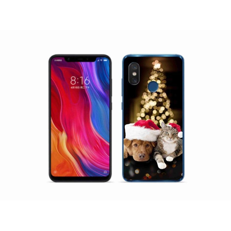 Gél borítás mmCase a Xiaomi Mi 8-hoz - Karácsonyi kutya és macska