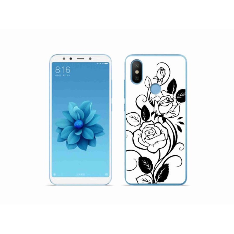 Gél borítás mmCase a Xiaomi Mi A2-hez - fekete és fehér rózsa