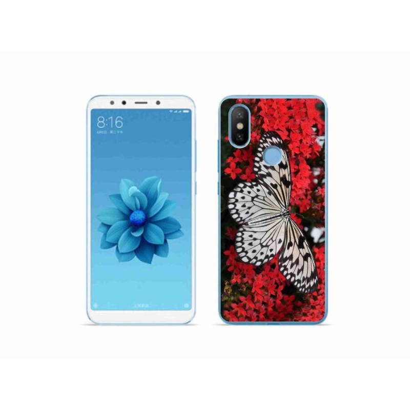 Gél borítás mmCase a Xiaomi Mi A2-hez - fekete-fehér pillangó 1