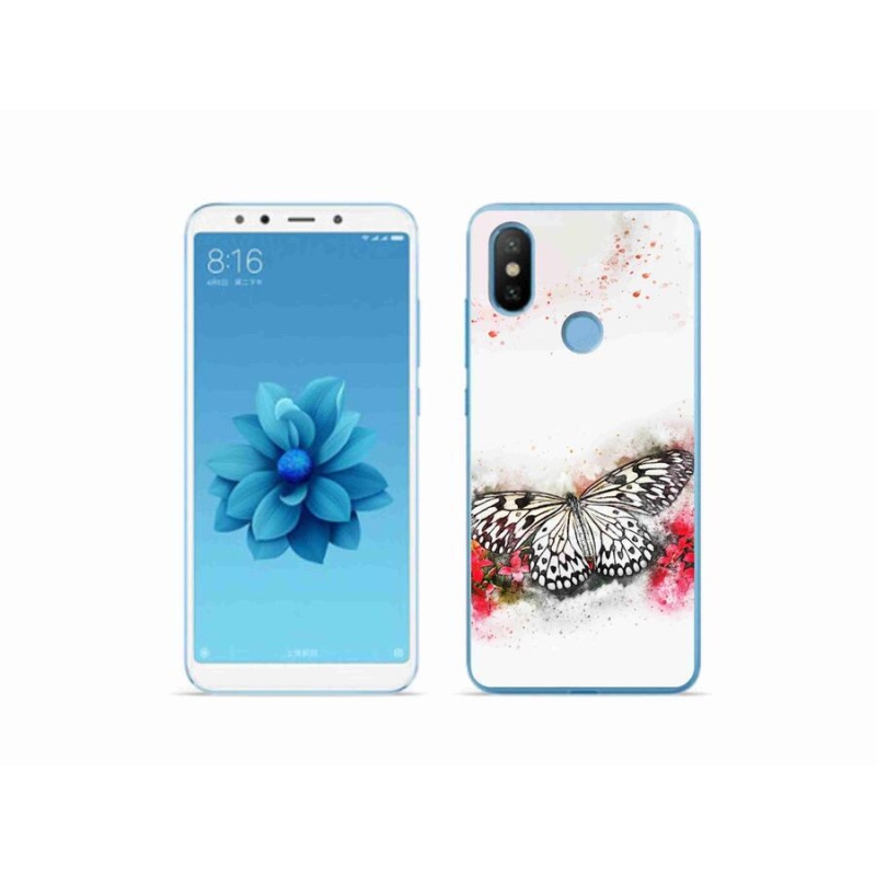 Gél borítás mmCase a Xiaomi Mi A2-hez - fekete-fehér pillangó