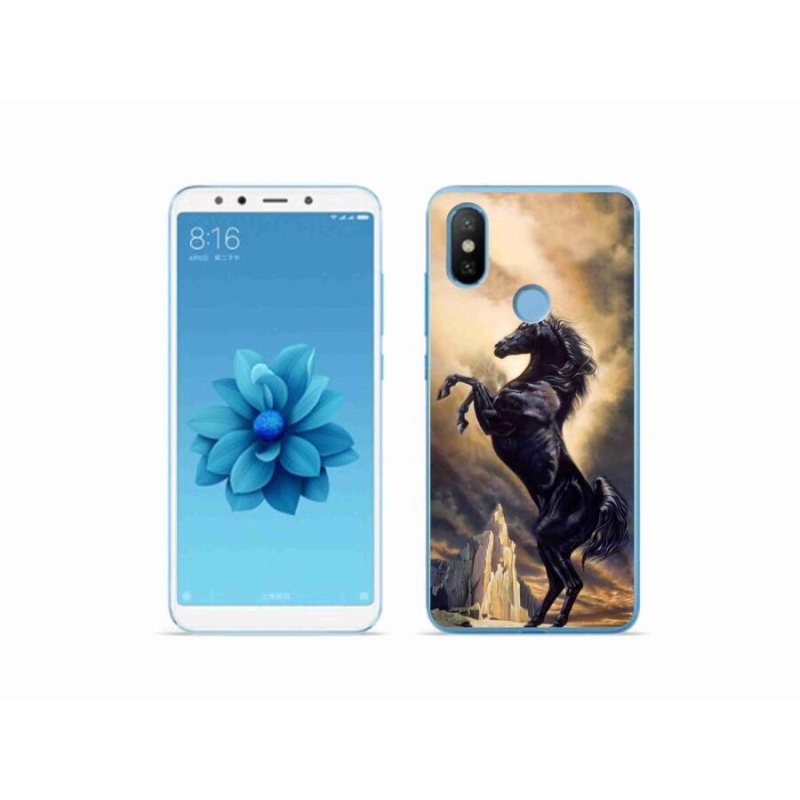 Gél borítás mmCase a Xiaomi Mi A2-hez - fekete rajzfilm ló
