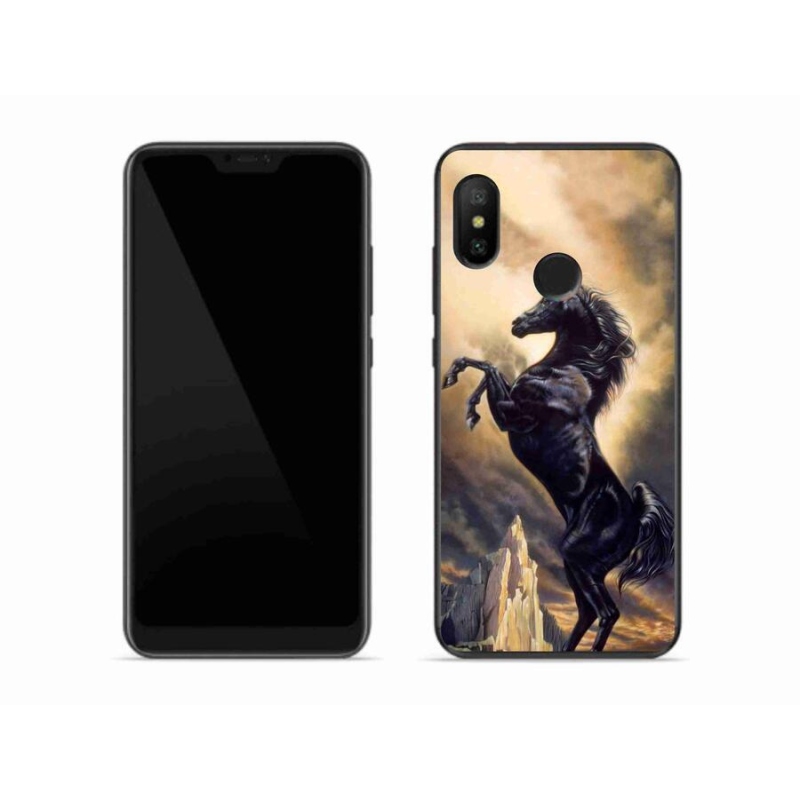 Gél borító mmCase a Xiaomi Mi A2 Lite készülékhez - fekete rajzfilm ló