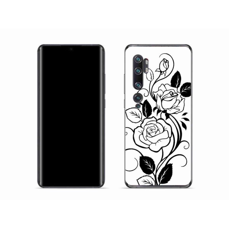Gél borítás mmCase a Xiaomi Mi Note 10 készülékhez - fekete és fehér rózsa