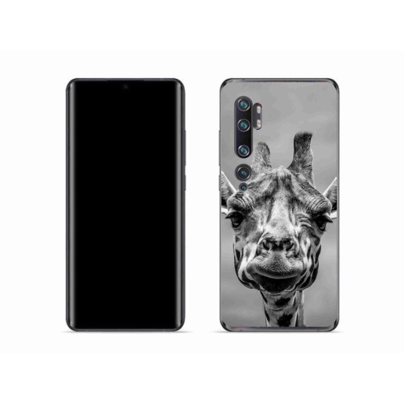 Zselés borítás mmCase a Xiaomi Mi Note 10 készülékhez - fekete-fehér zsiráf
