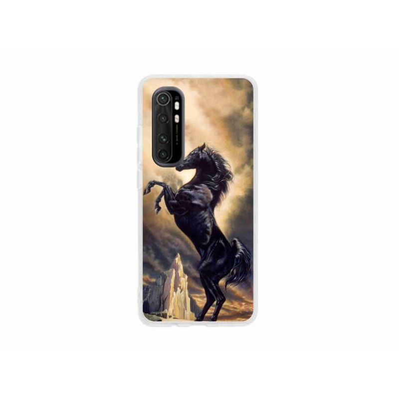 Zselés borítás mmCase a Xiaomi Mi Note 10 Lite készülékhez - fekete rajzfilm ló