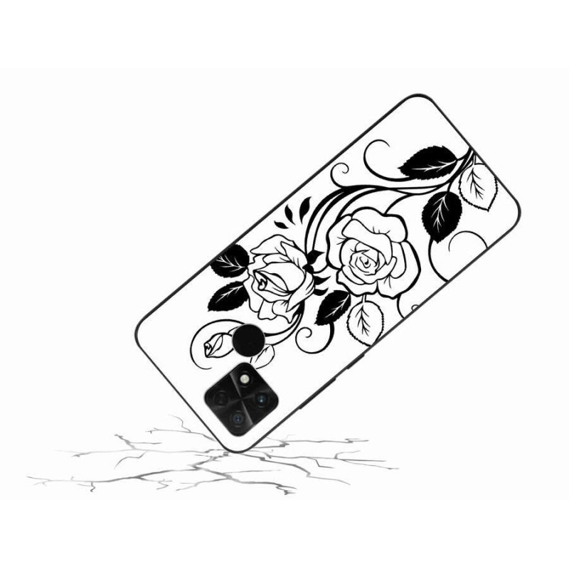 Gél borítás mmCase a Xiaomi Poco C40 készülékhez - fekete és fehér rózsa