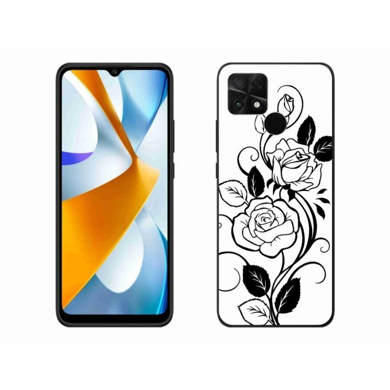 Gél borítás mmCase a Xiaomi Poco C40 készülékhez - fekete és fehér rózsa