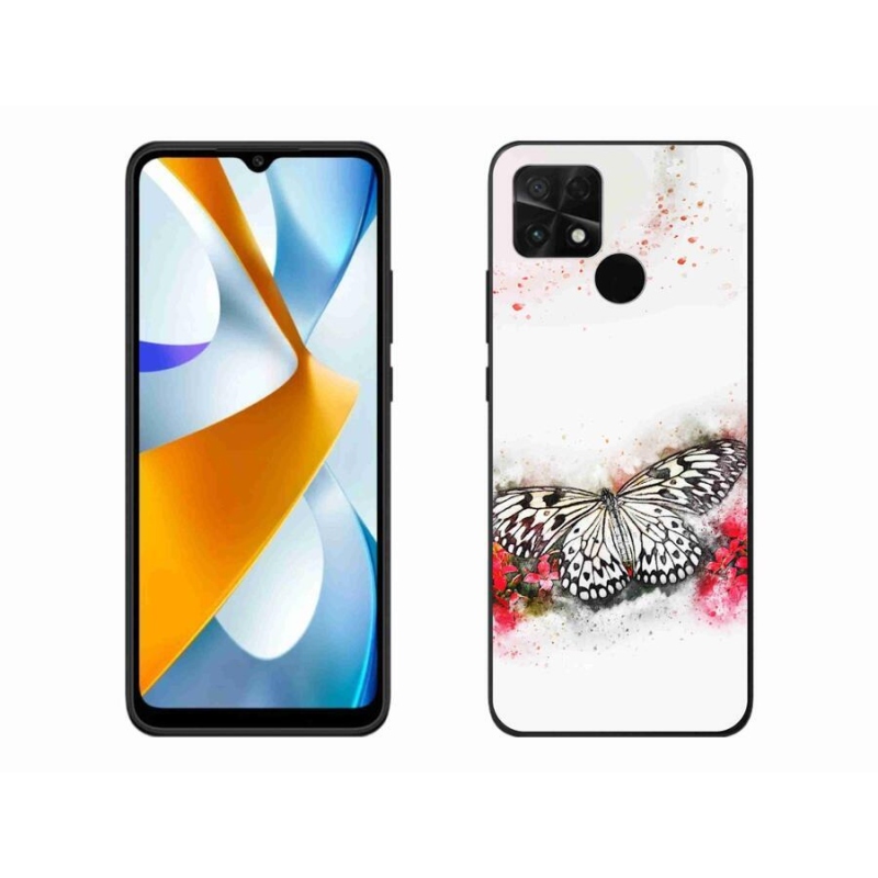 Gél borítás mmCase a Xiaomi Poco C40 készülékhez - fekete-fehér pillangó