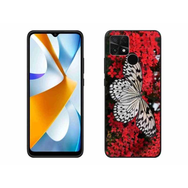 Gél borítás mmCase a Xiaomi Poco C40 készülékhez - fekete-fehér pillangó 1