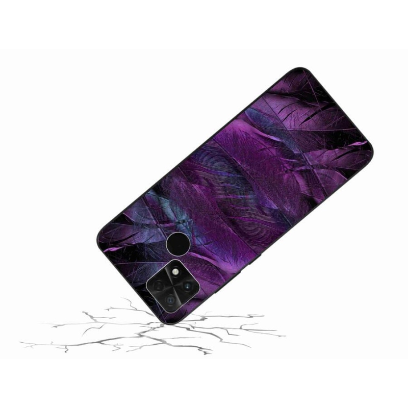 Gél borítás mmCase a Xiaomi Poco C40 készülékhez - lila tollak