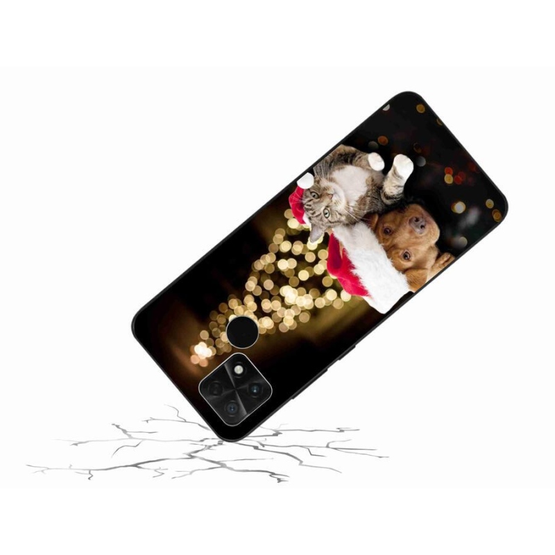 Gél borító mmCase a Xiaomi Poco C40-hez - Karácsonyi kutya és macska