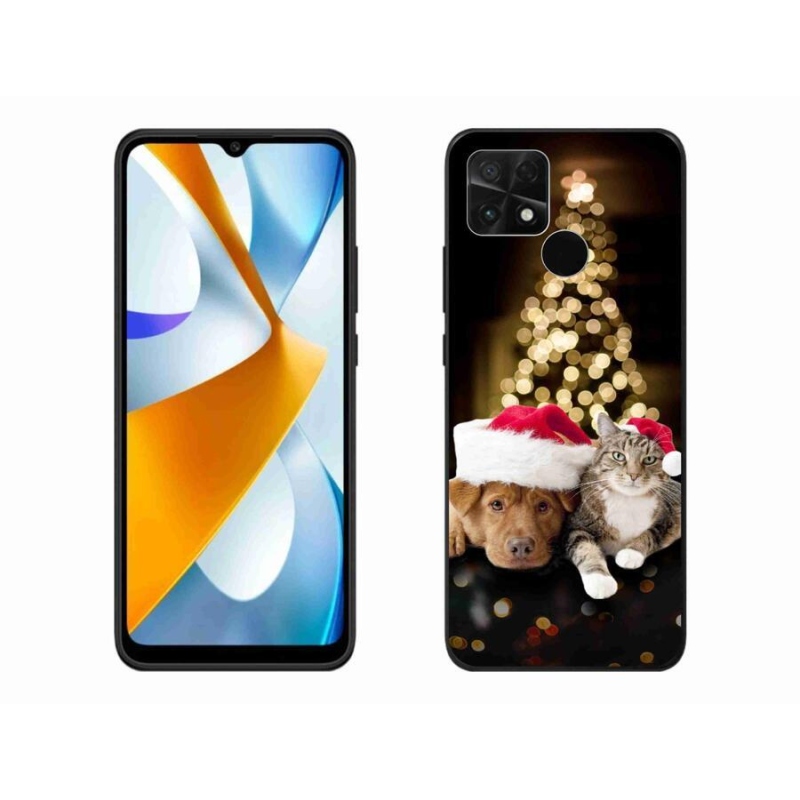 Gél borító mmCase a Xiaomi Poco C40-hez - Karácsonyi kutya és macska