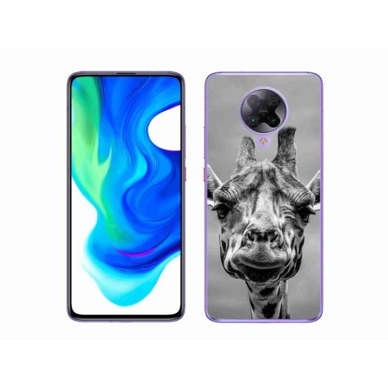 Gél borítás mmCase a Xiaomi Poco F2 Pro számára - fekete-fehér zsiráf