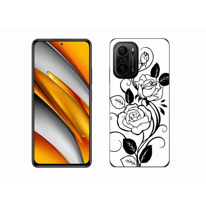 Gél borítás mmCase a Xiaomi Poco F3-hoz - fekete és fehér rózsa