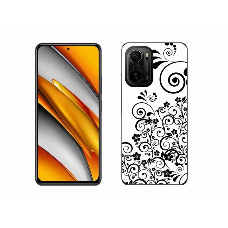 Gél borítás mmCase a Xiaomi Poco F3 készülékhez - fekete és fehér virágminták