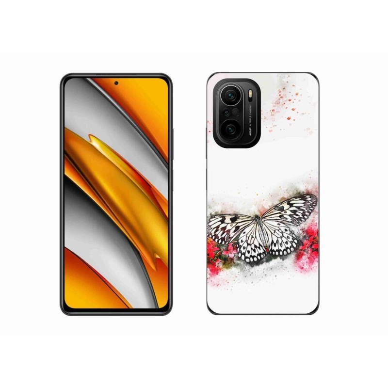 Gél borítás mmCase a Xiaomi Poco F3-hoz - fekete és fehér pillangó