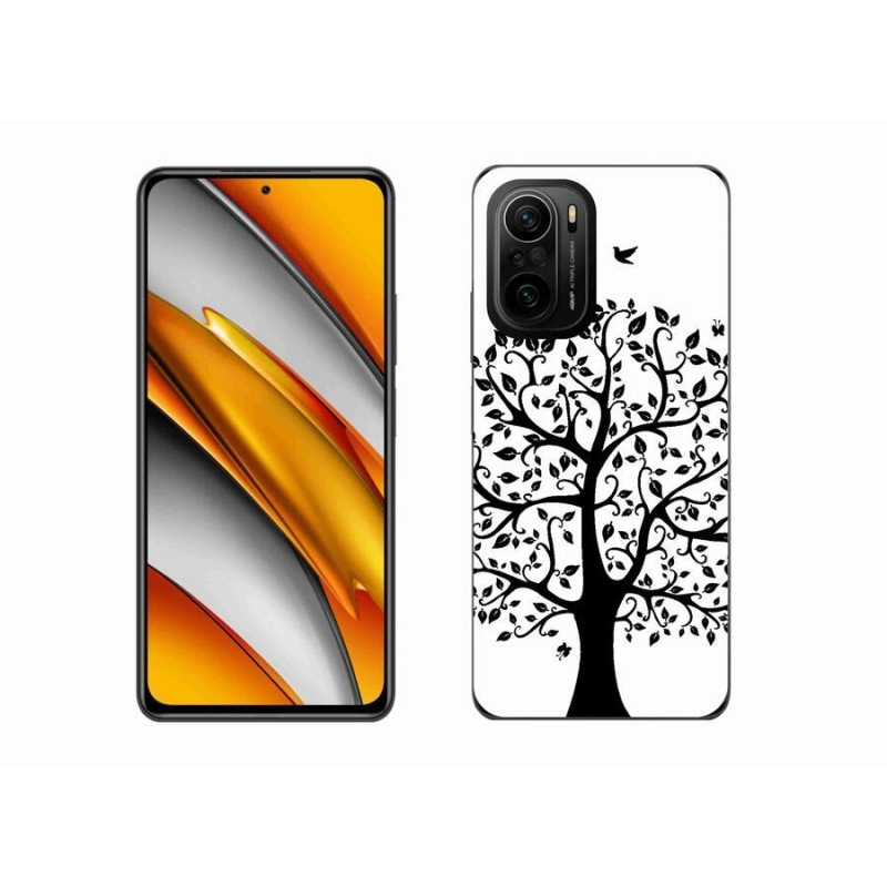 Gél borítás mmCase a Xiaomi Poco F3-hoz - fekete és fehér fa